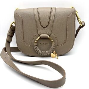 See By Chloe Leather Crossbody Bag Grey Gold Tone Hardware Flap & Snap NWOT